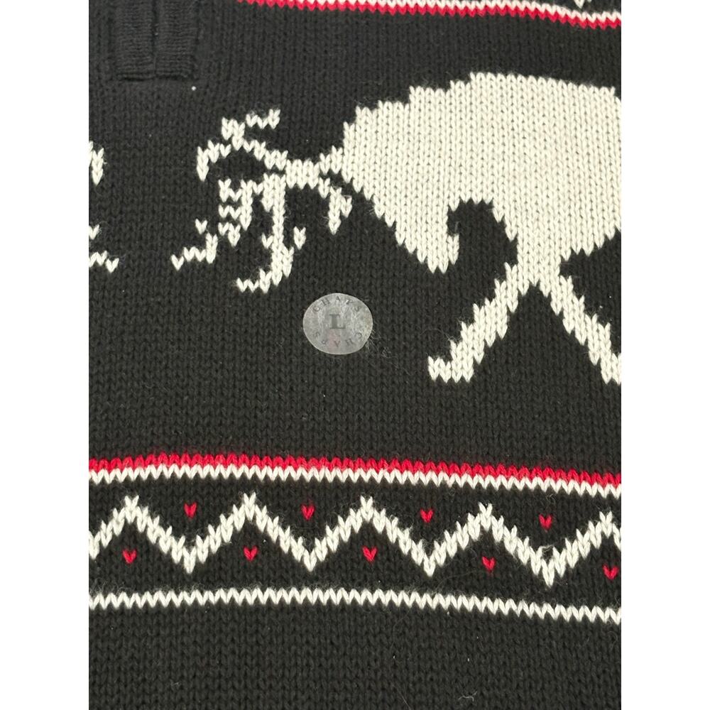 Chaps Mens Sweater Large Classic Fit Fair Isle Reindeer 1/4 Zip Nordic Sweater - Picture 11 of 13